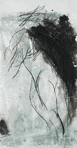 chinese ink, black sauce, rice paper. 100x46 cm. 2022